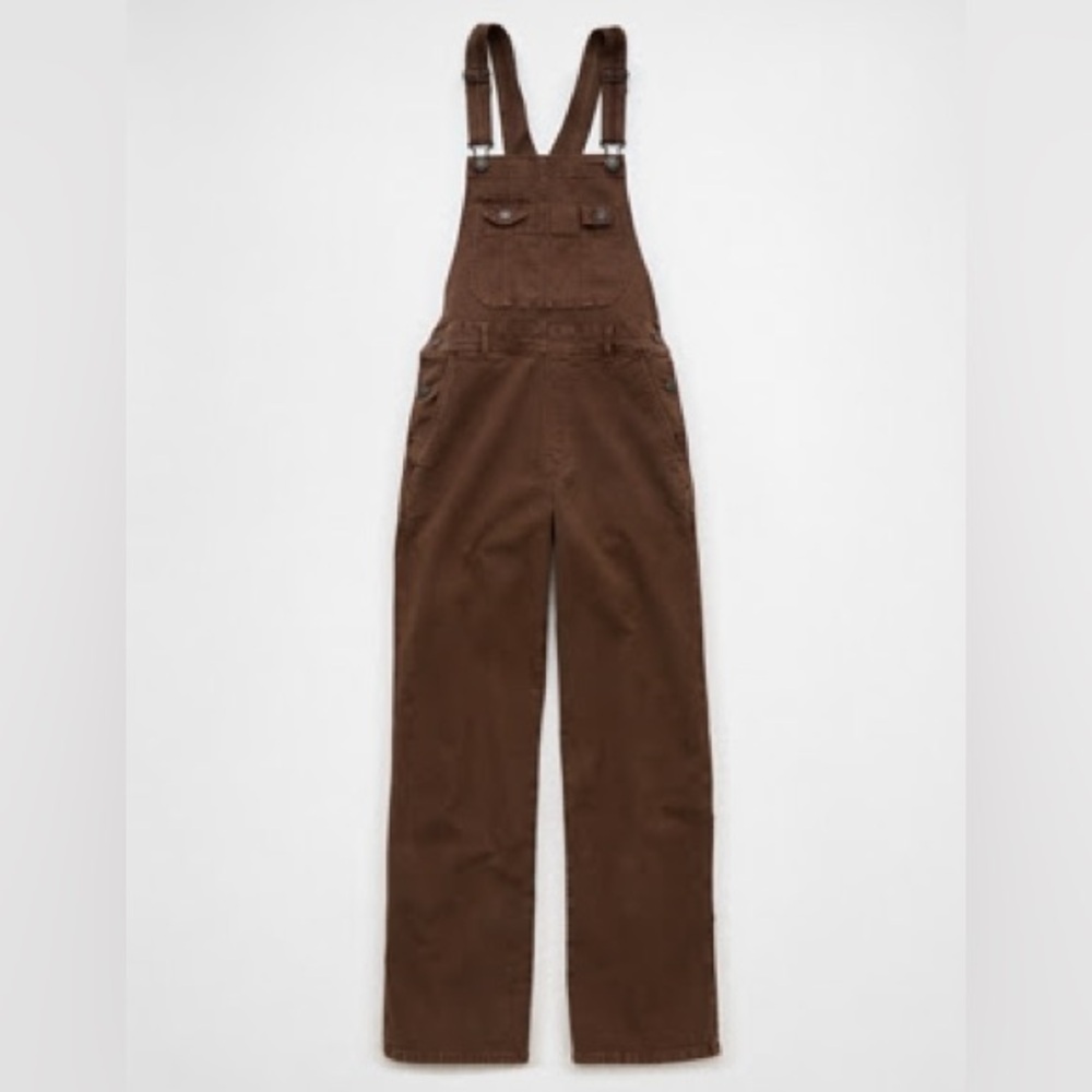 American Eagle Brown Stretch Stovepipe Overalls - Picture 1 of 6